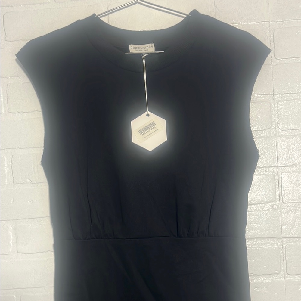 Paper Crane Dress Womens Black Mini Short Sleeve Dress Large Tight Fitted NWT - Picture 2 of 4